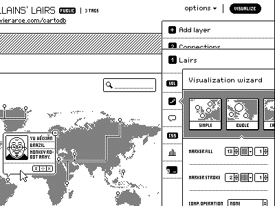 CartoDB, circa 1987 (2 of 2) bw cartodb gui pixel ui