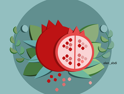nur art flat icon illustration illustrator minimal nur pomegranate