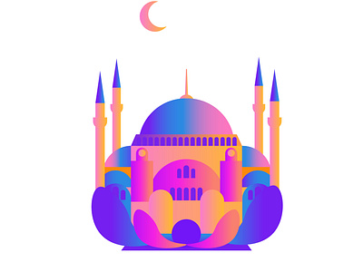 Pearl of Istanbul. Hagia Sophia. art cami camii history icons illustration iman islam istanbul landmarks mosque postcard poster print sophia tourism travell travelling turkey vector