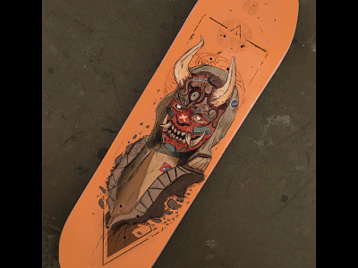 Hanya art habit demon demonic drawings hanya illustration ink oni skateboard skateboard graphics sketch