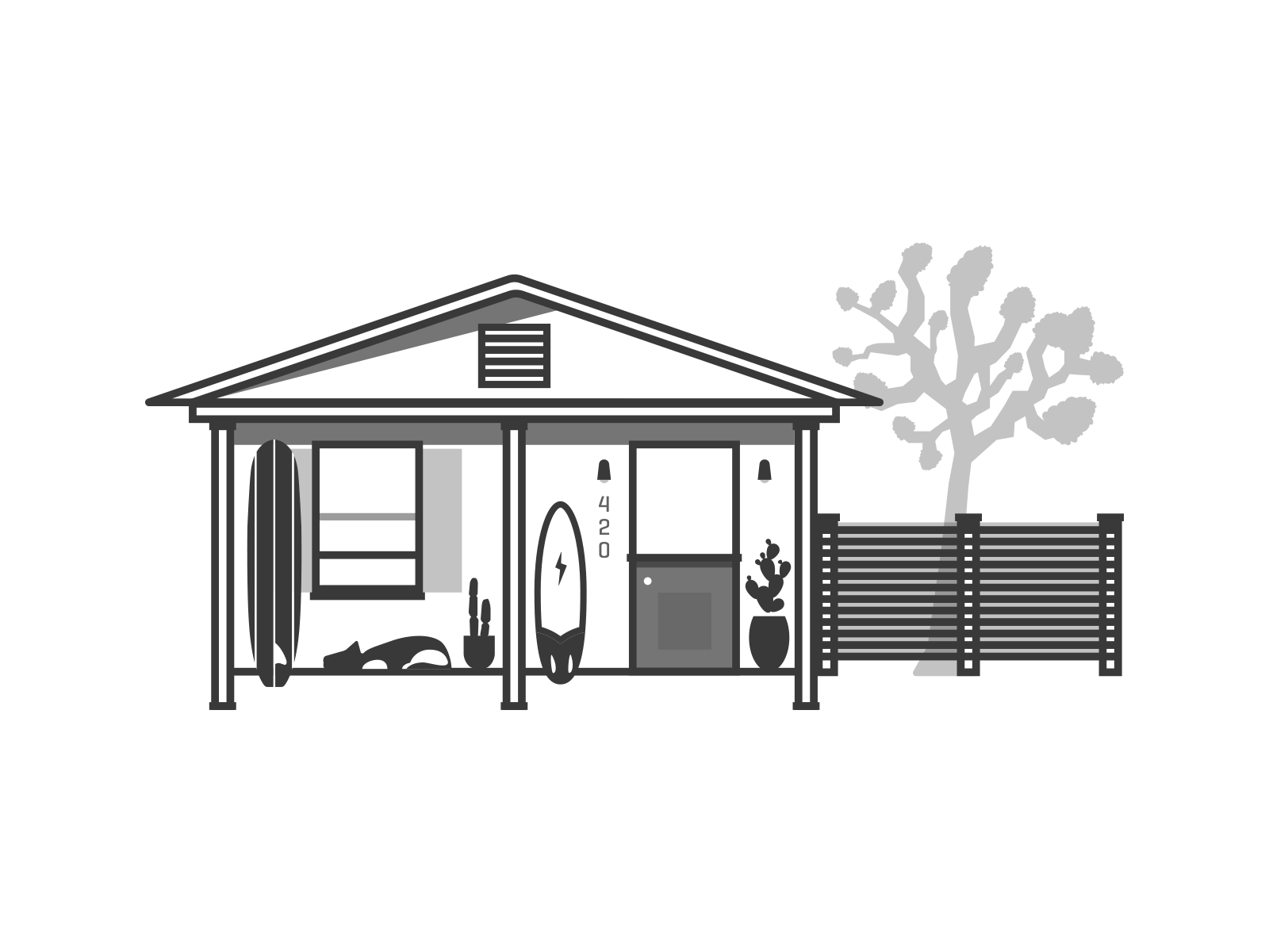 Surf Shacks animation design flat icon illustration logo minimal vector