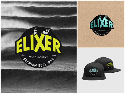 Elixer Surf Wax branding design logo typography vector