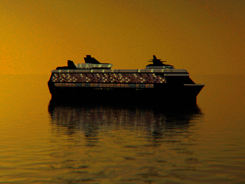 Cruise Liner 3d animation cruise gif liner lowpoly night ocean ship sunset water waves