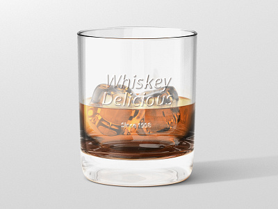 Whiskey Glass 3d design effect emboss glass mock up mockup render typo