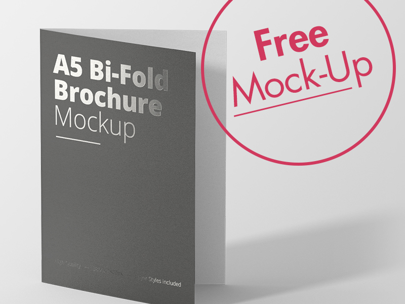 Download A5 Bi-Fold Brochure Mockup Free Download by Viscon Design on Dribbble