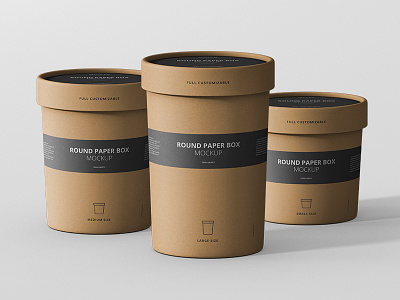 Round Paper Box Mockup Collection branding design mock up mockup packaging paper stationary tube typo typography