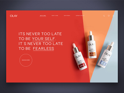 Concept Design For Olay cleandesign designinspiration header herosection layout minimaldesign skincare skinproduct ui uidesign uxdesign web webinspiration website websitedesign webui