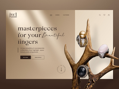 Header Concept Design For Jewelery Brand banner cleanyu dailyui header herosection minimaldesign ui uiconcept uidesign uitemplate uiux ux web webgraphic website websitebanner webtemplate webui