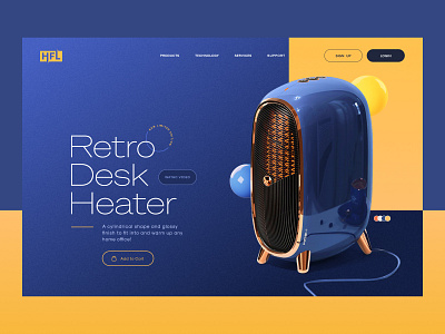 E-commerce Website Design for Retro Desk Heater banner design e commerce header hero section ui ui interface ui template ux website website ui webtemplate