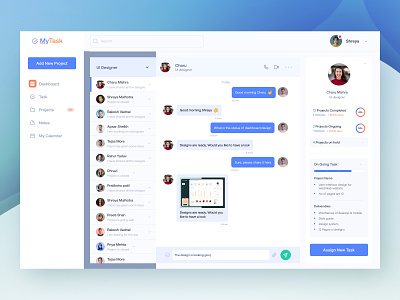 Task management app_Chat screen appdesign chat chat screen clean ui minimal design product design saas task management ui ui design user interface user interface design userexperience ux web apps
