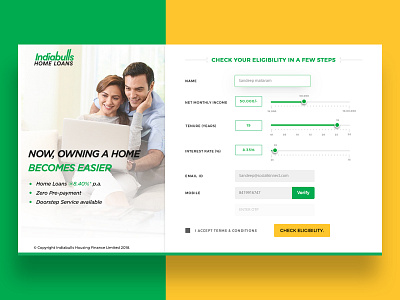 Indiabulls Eligibility Calculator calculator ui landcruiser landing page landing page concept responsive website ux website