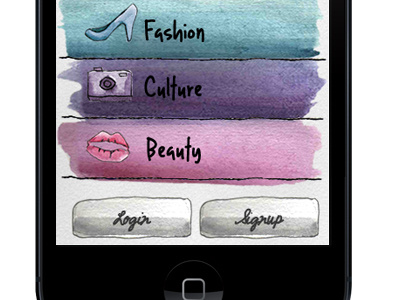 Watercolor login menu mobile process signup watercolor wireframe