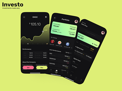 Investo App app design finance illustration minimal ui ux