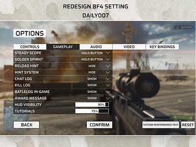 Redesign BF4 setting dailyui dailyuichallenge design uxui