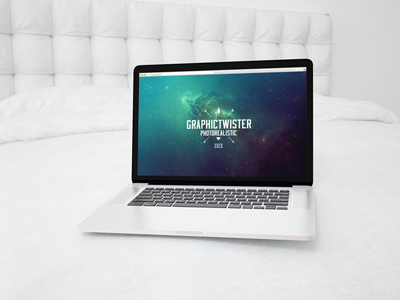 MacBook Pro On The Bed download free mockup psd