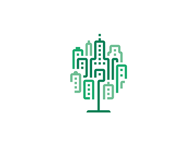 Tree city city green grid lines logo minimalistic strokes tree