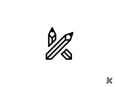 Pencil + K black clean grid illustrator k lines logo monogram pencil play vector white