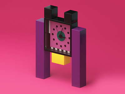 Neos, Table clock 3d c4d cinema clock color design modeling retro texture