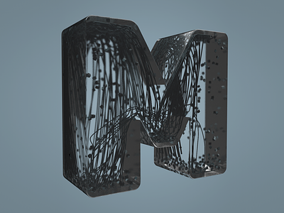 M 36 days of type 36 days of type lettering 3d cinema4d cloner design letter model physics render texture tracer