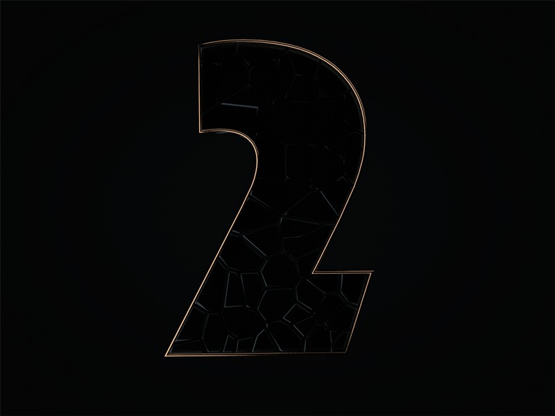 Two 36 days of type 3d animation black cinema4d fracture gold motion number