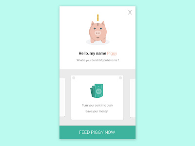 Feed Piggy Now ios mobile design money piggy bank saving user interface