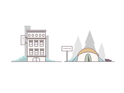 Hotel and camping illustration building camping hotel icon illustration scout tent travel traveler