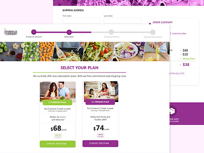 Natural Food Service Website Design cooking delicious delivery food order plan card purple service vegetarians website