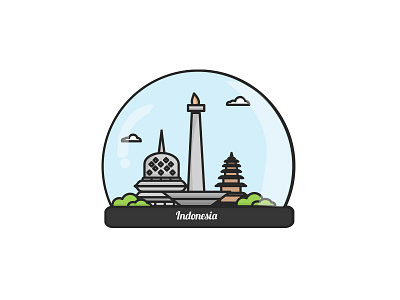 Indonesia Globe Crystal Ball bali borobudur icon illustration indonesia jakarta magelang monas