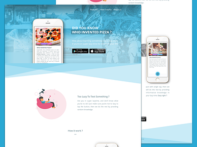 Lazy App Landing Page app store google play homepage illustration landing page mobile app