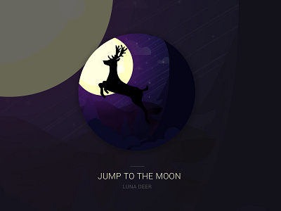 Lunadeer illustrations : Jum to the moon deer forest illustrations lunar moon night purple sky start