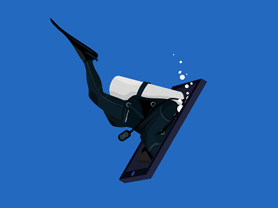 Diving Into Mobile Phone Illustration