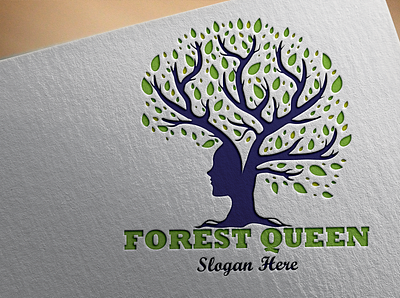 forest queen bio logo forest logo natural logo tree logo