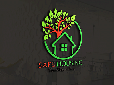 safe housing green house house logo real estatelogo