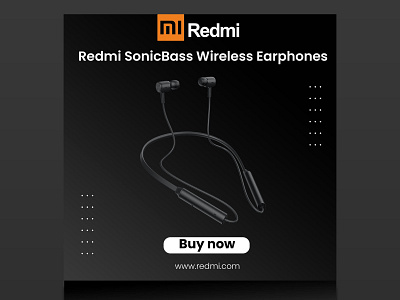 Redmi Sonic bass Wireless Earphones-Social media poster branding design