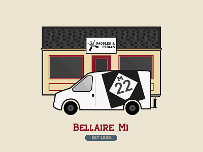 Bellaire Michigan branding illustration m22