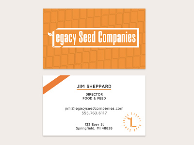 Business card for seed company branding business card