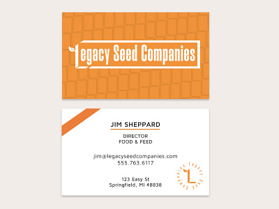 Business card for seed company