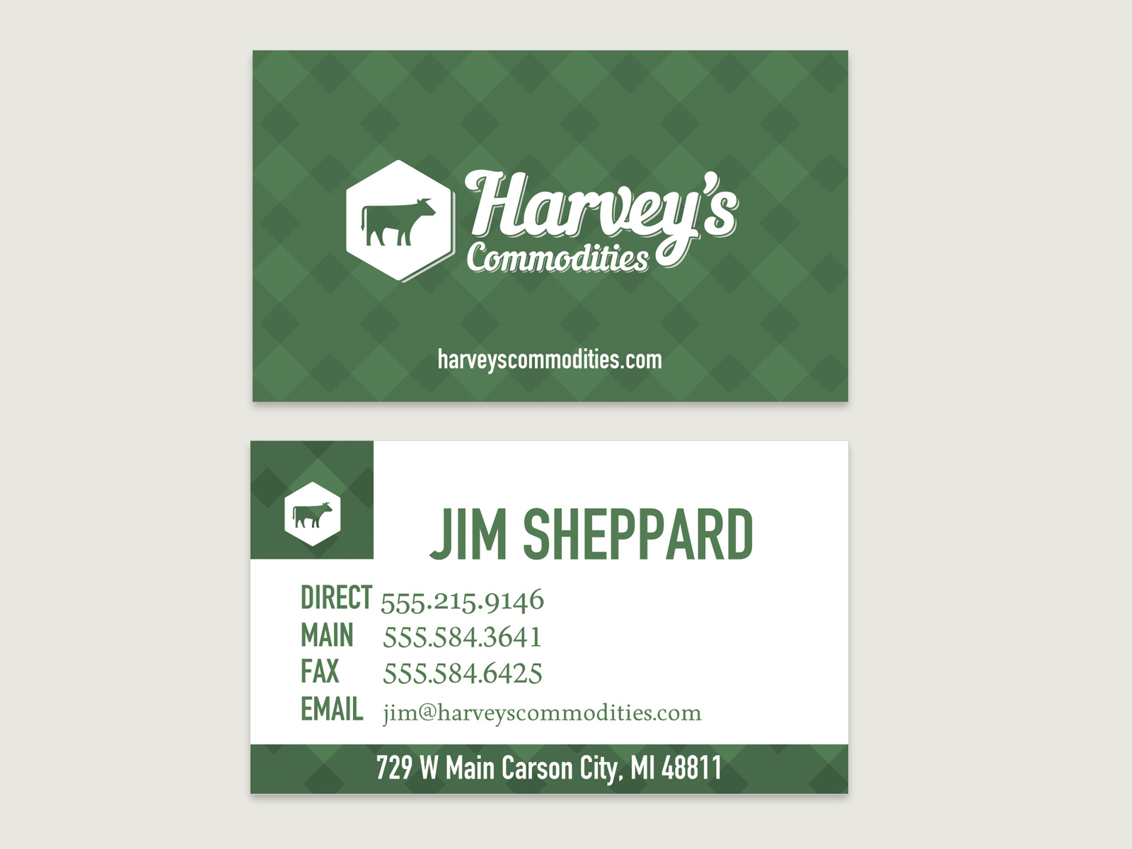 Business card for livestock feed marketer by jamison sheppard on Dribbble