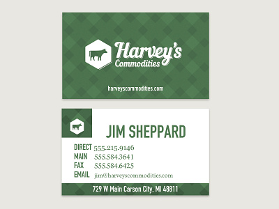 Business card for livestock feed marketer