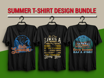 Summer T-shirt Design bundle art design custom t shirts free mockup illustration print design summer design t shirt design