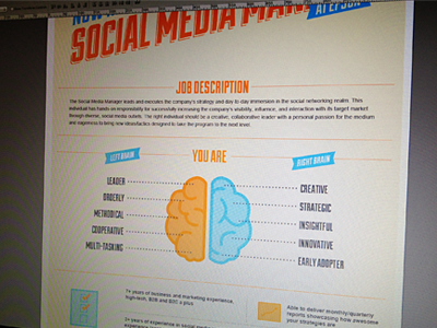 Social Media Job Posting cream icons info infographic landing page orange type vintage website