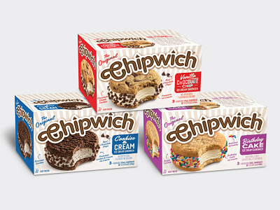 Chipwich Ice Cream Cookie Sandwich 2020 Refresh branding package design