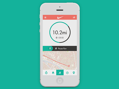 Nike+ Run App app clean design flat icons interface ios iphone minimal run ui ui design