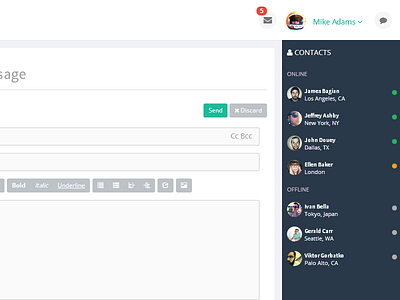 SpaceLab - Chat Menu admin chat dashboard icons messages notifications profile ui user interface