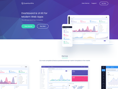 QuantumPro - Landing Page app branding dashboard design marketing splash splashpage theme ui user interface ux website widget