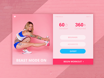 Fitness Card crossfit fitness interface pink sports ui ux widget workout