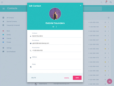 Edit CRM - Contacts admin app contacts crm material design modal ui user user interface ux web