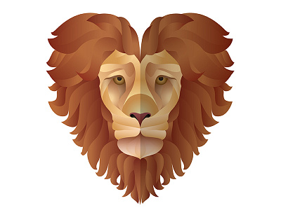 Lion 1st shot good hair day gradient heart illustration lion