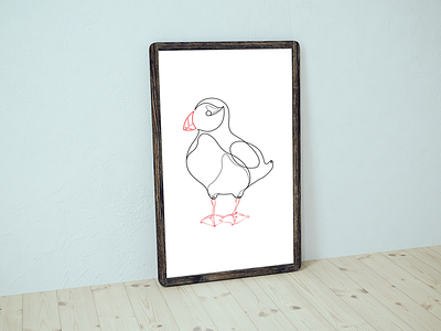 Linear Puffin Bird bird frame illustration line linear minimal poster puffin simple