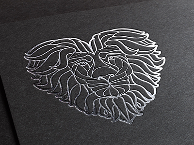 Lion Heart 2.0 emboss illustration line lion silver simple stamp